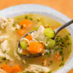 Turkey Soup with Rice in a cozy fall setting