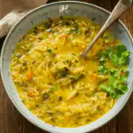 Hearty Mulligatawny Soup with chicken and rice