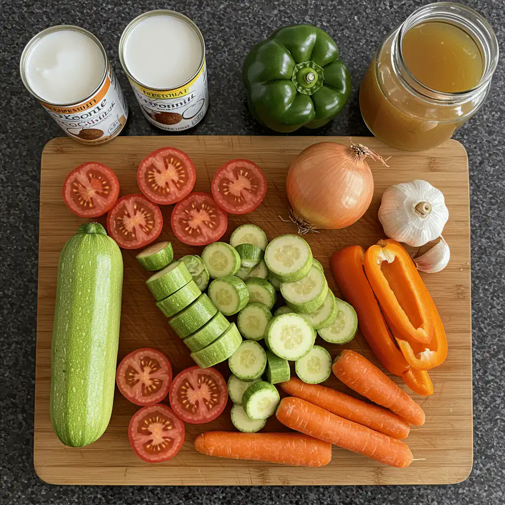 raw vegetables for creamy roasted veggie soup