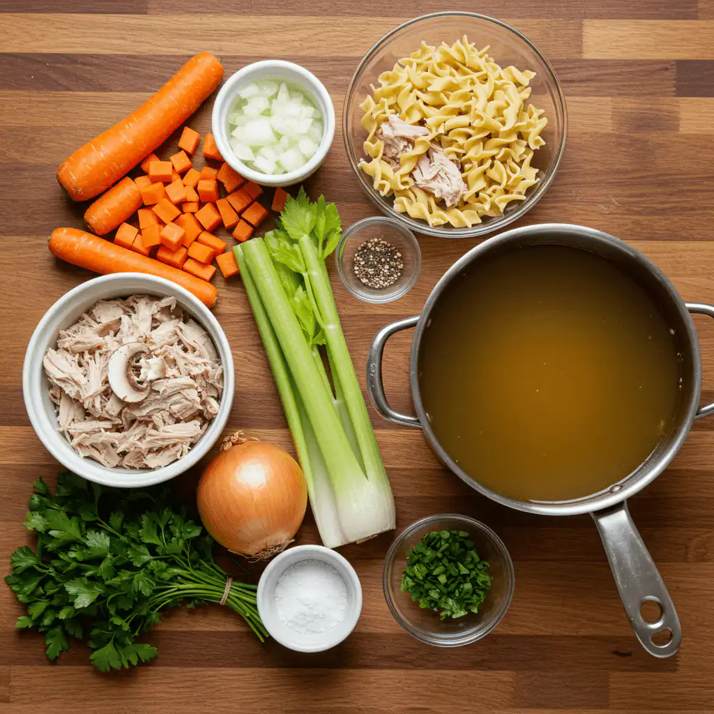 Ingredients for Healthy Turkey Noodle Soup