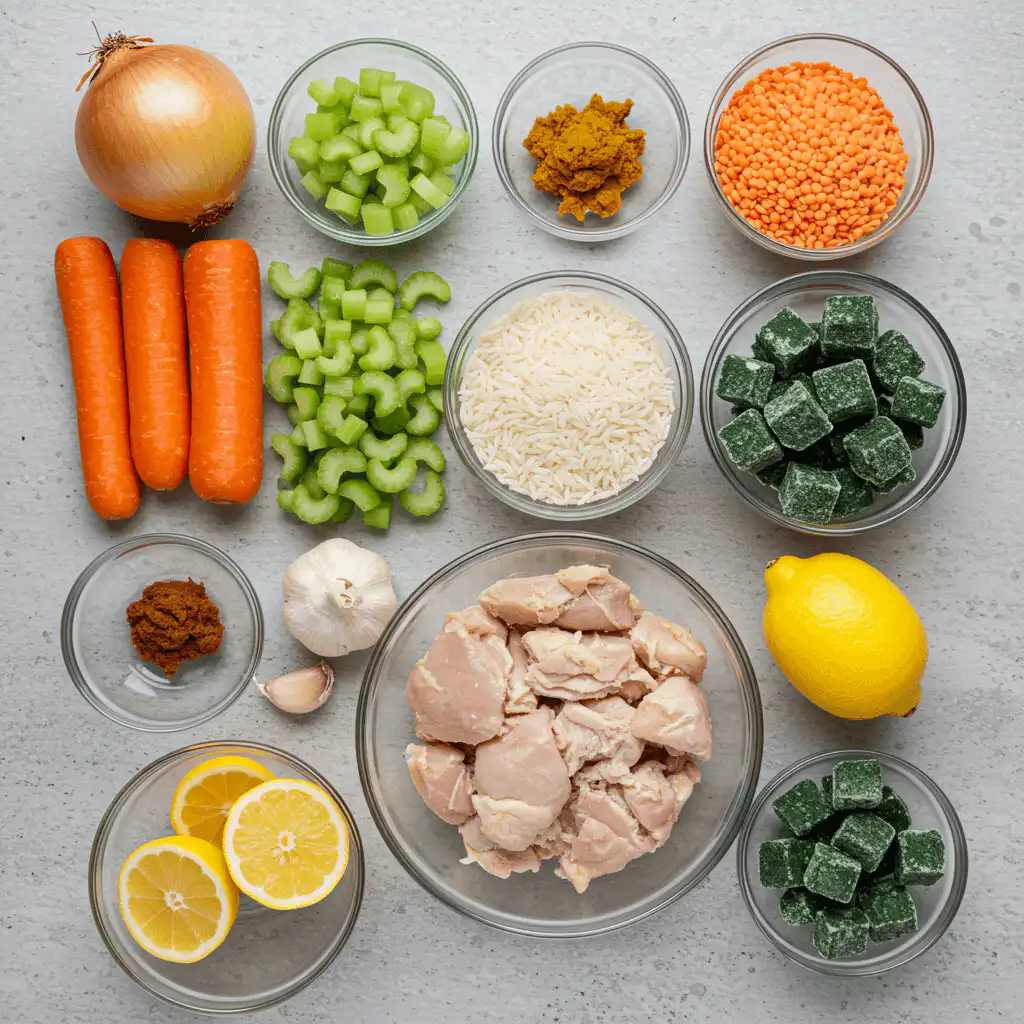 Ingredients for hearty mulligatawny soup