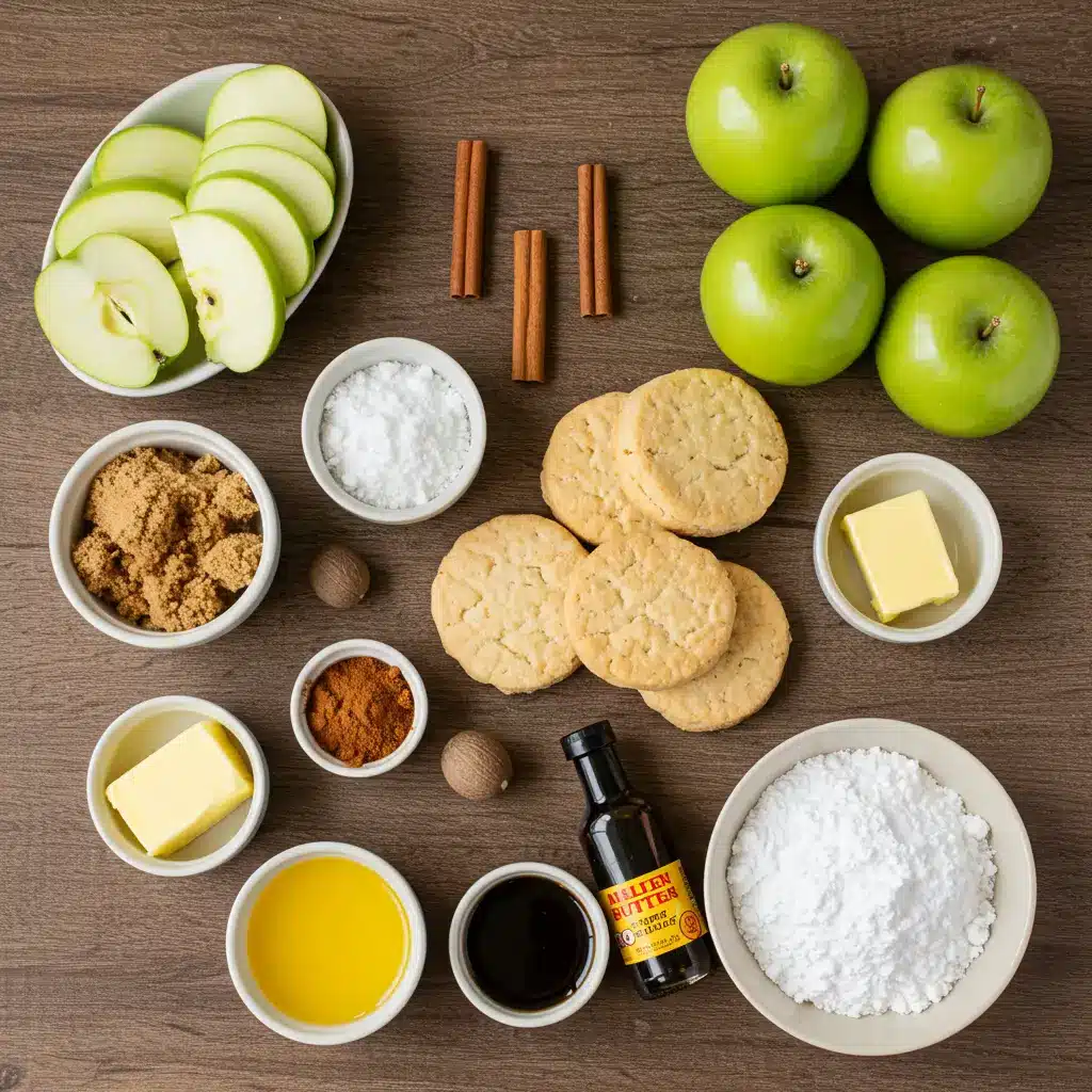 : Ingredients for easy apple turnovers with biscuits