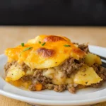 Easy Hamburger Potato Casserole with melted cheese