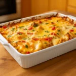 Cheesy Chicken Fajita Casserole fresh from oven