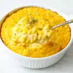 Creamy Corn Casserole for Thanksgiving in baking dish