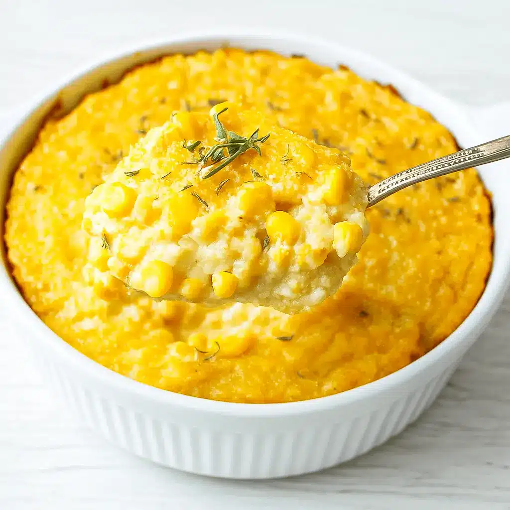 Creamy Corn Casserole for Thanksgiving in baking dish