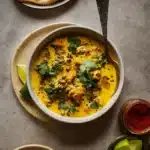 Ginger Sweet Potato Coconut Milk Stew with Lentils & Kale in Bowl