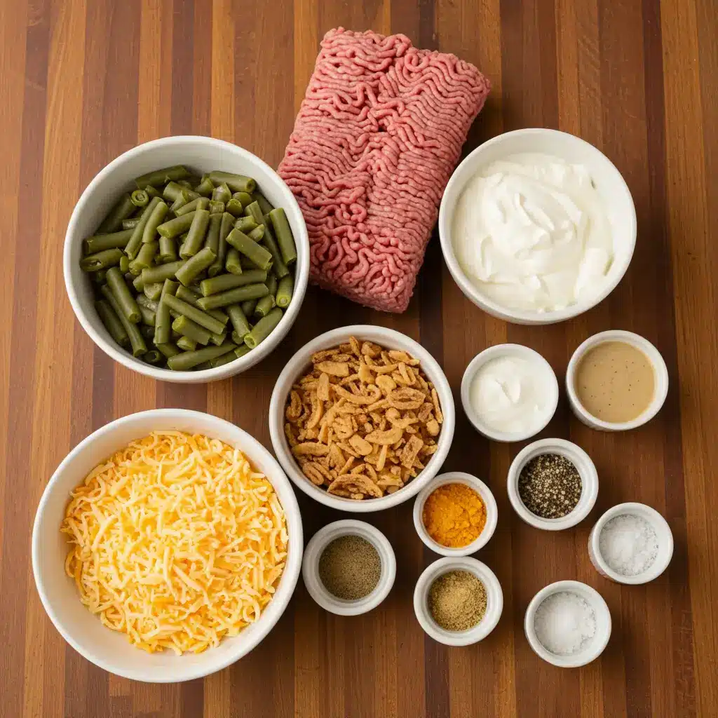 : Ingredients for Hamburger Green Bean Casserole
