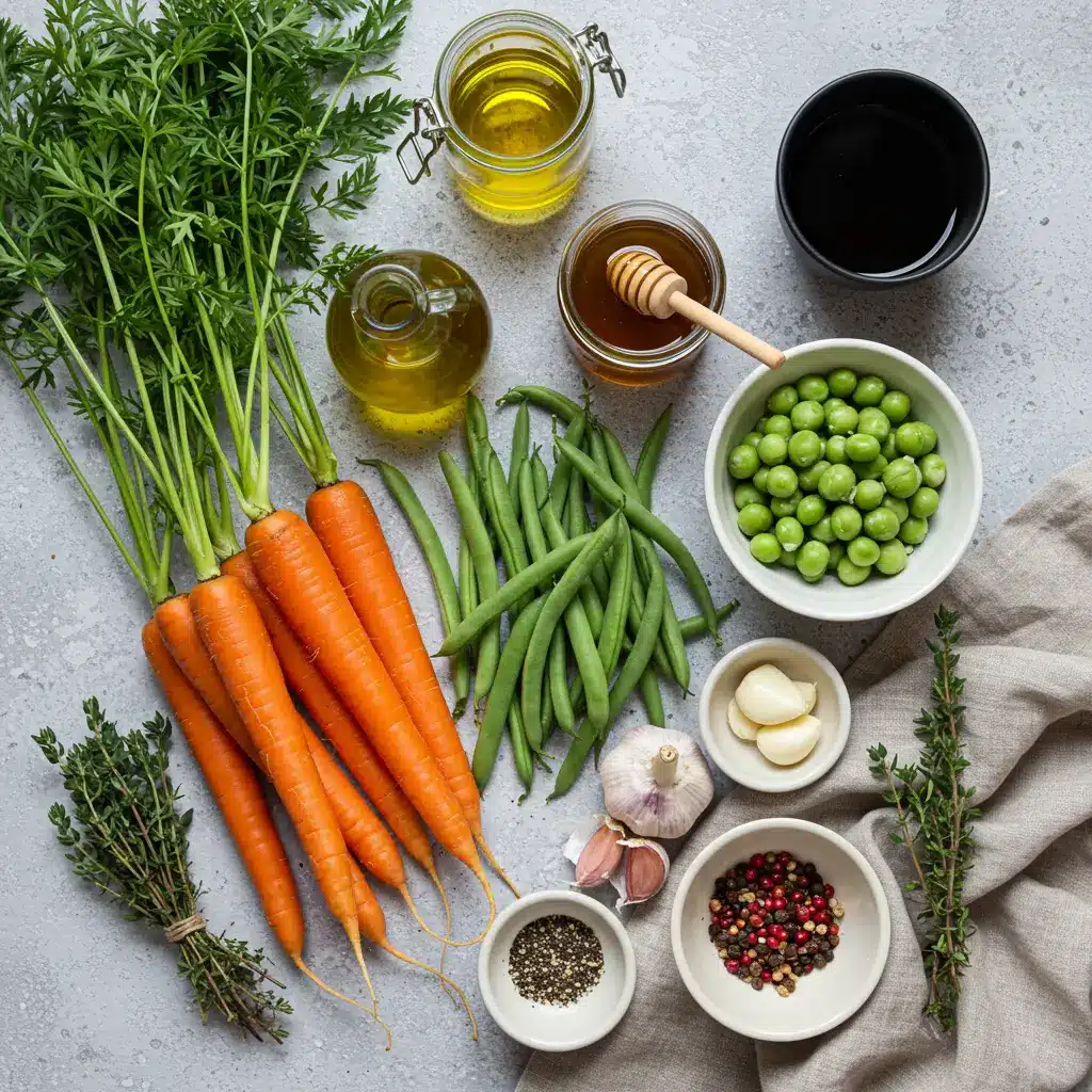 Ingredients for honey glazed carrots and green beans