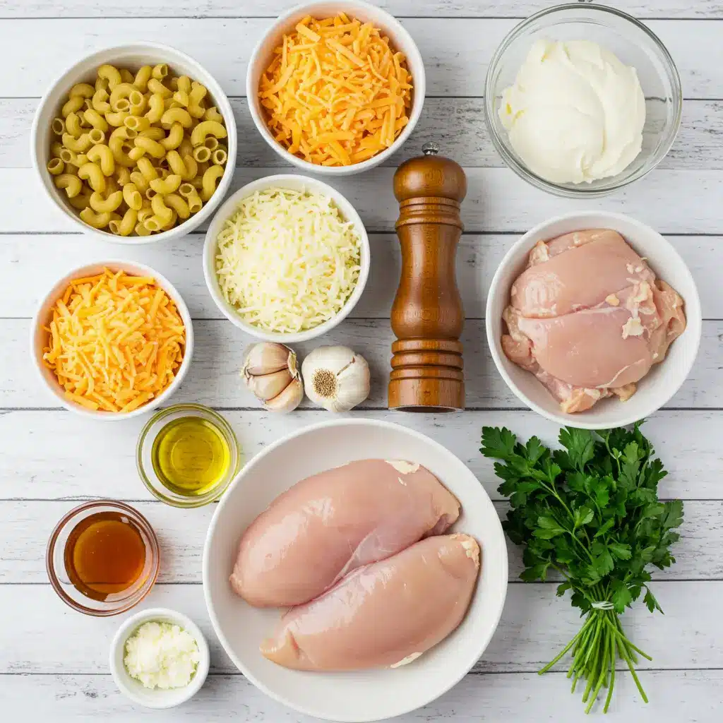 Ingredients for Honey Pepper Chicken Mac and Cheese
