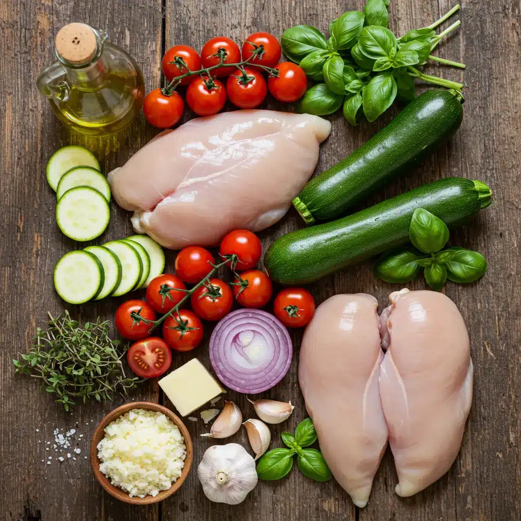 Ingredients for Best Mediterranean Chicken Zucchini Bake