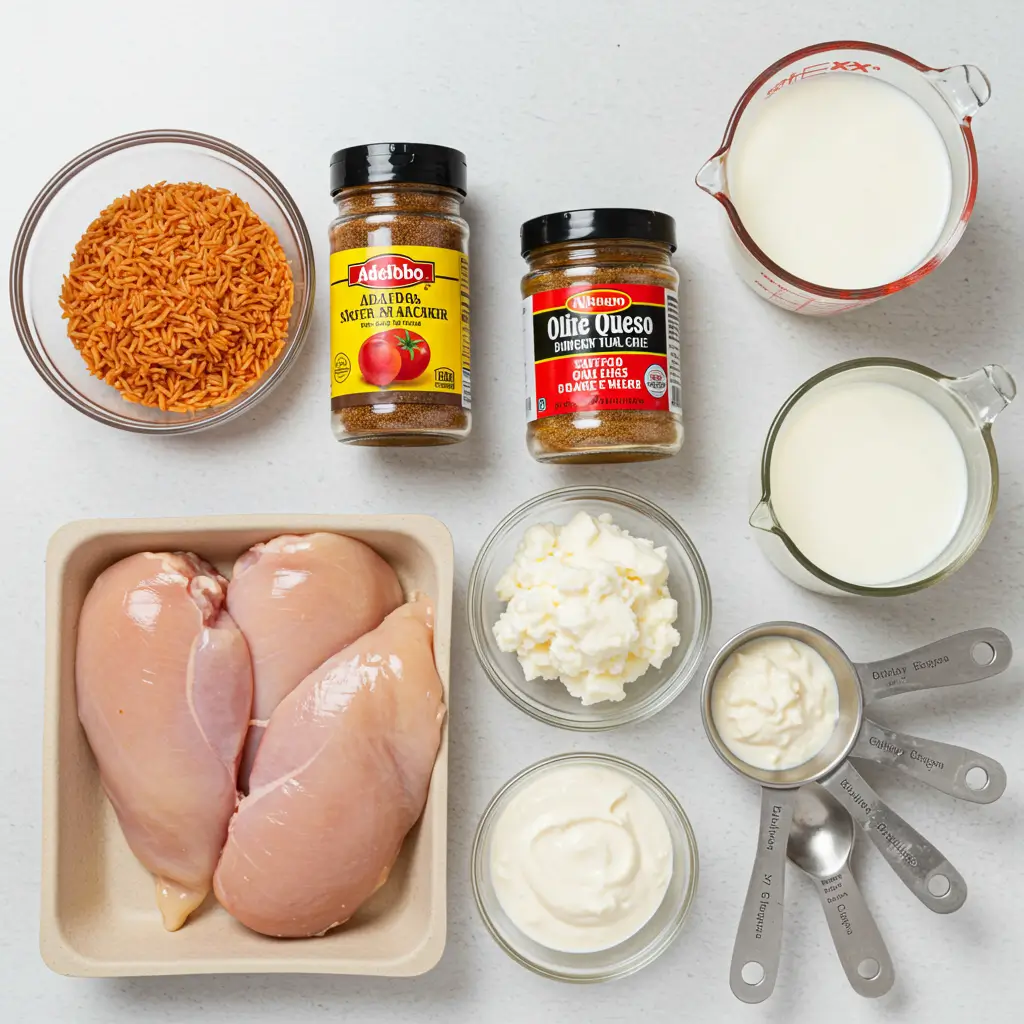 Ingredients for Pollo Loco Chicken and Rice with Queso