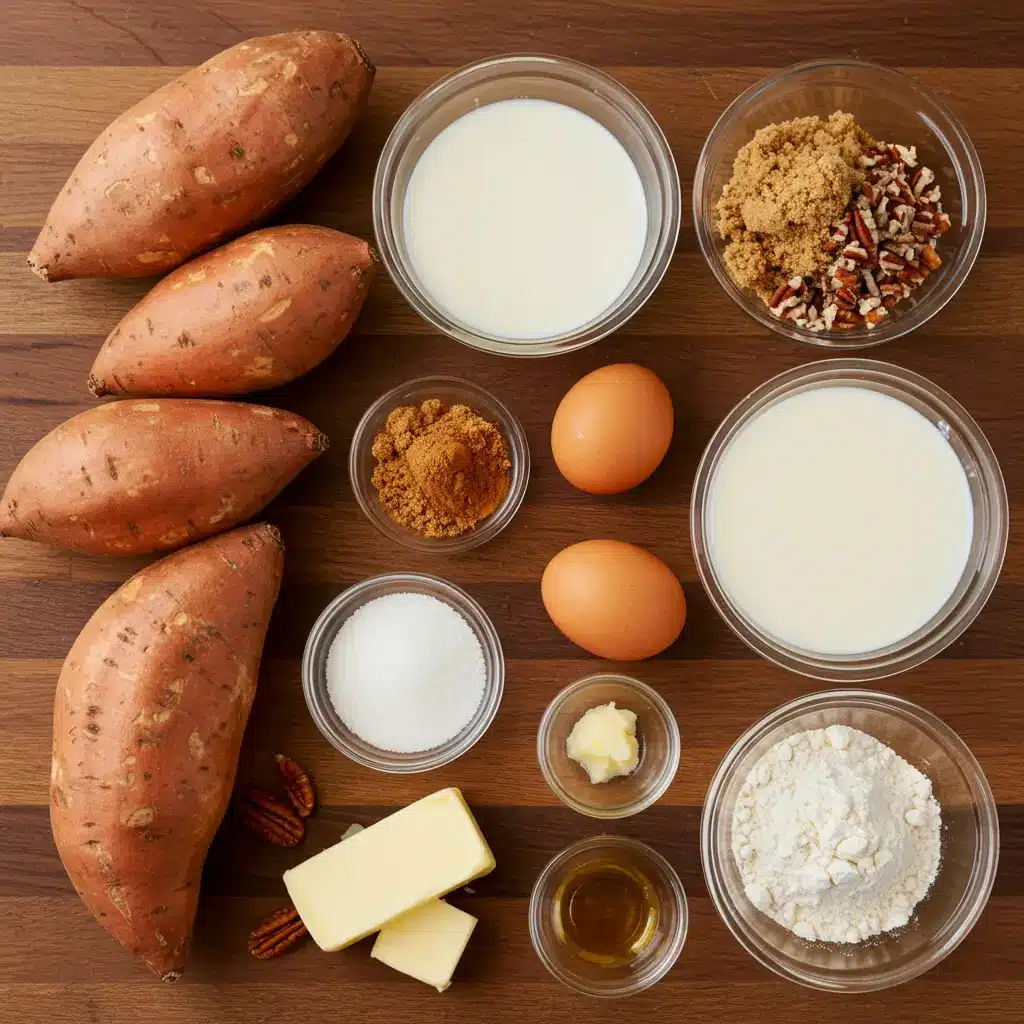 Ingredients for Sweet Potato Casserole with Pecan Streusel