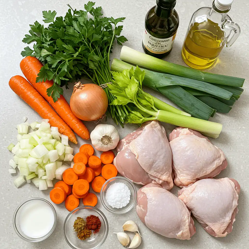 Ingredients for Anti Inflammatory Turmeric Chicken Soup