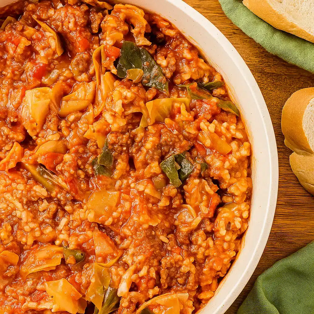 Unstuffed cabbage rolls in tomato sauce