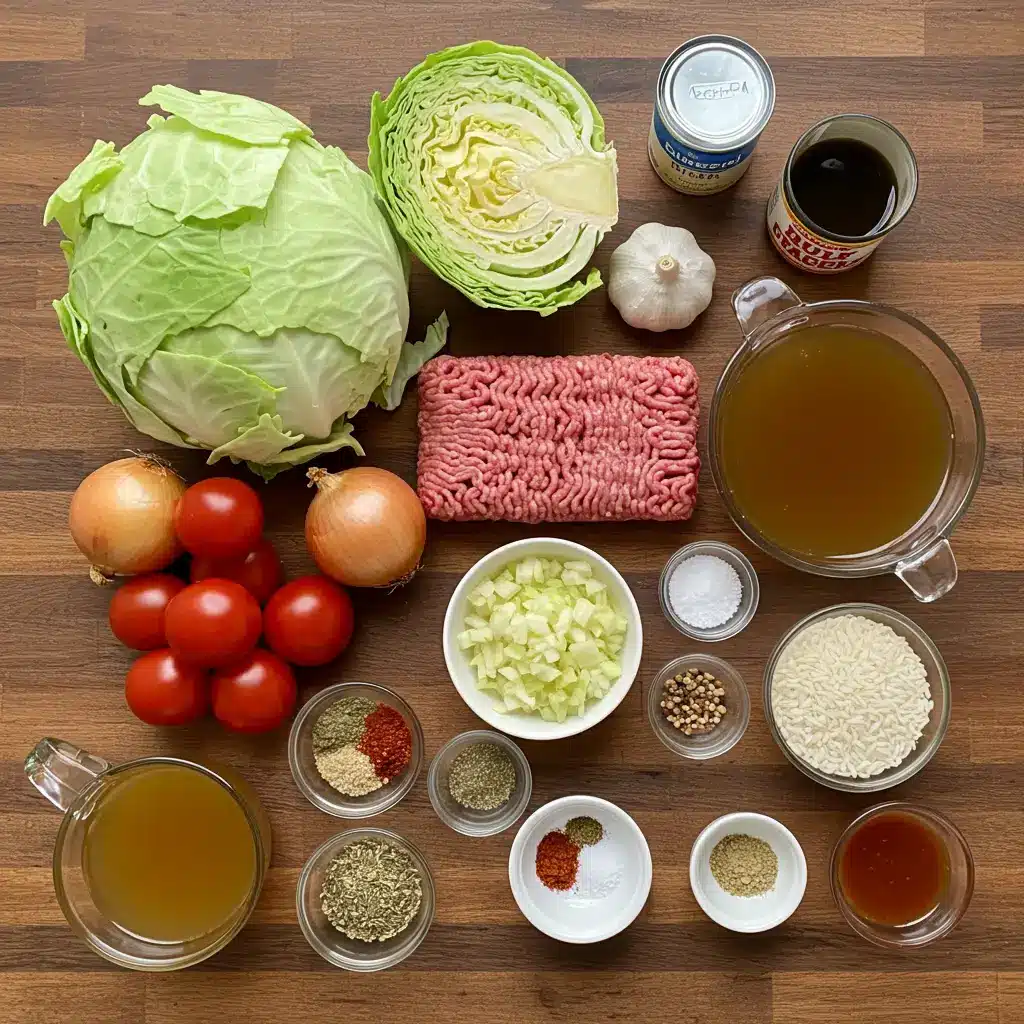 Ingredients for unstuffed cabbage rolls recipe