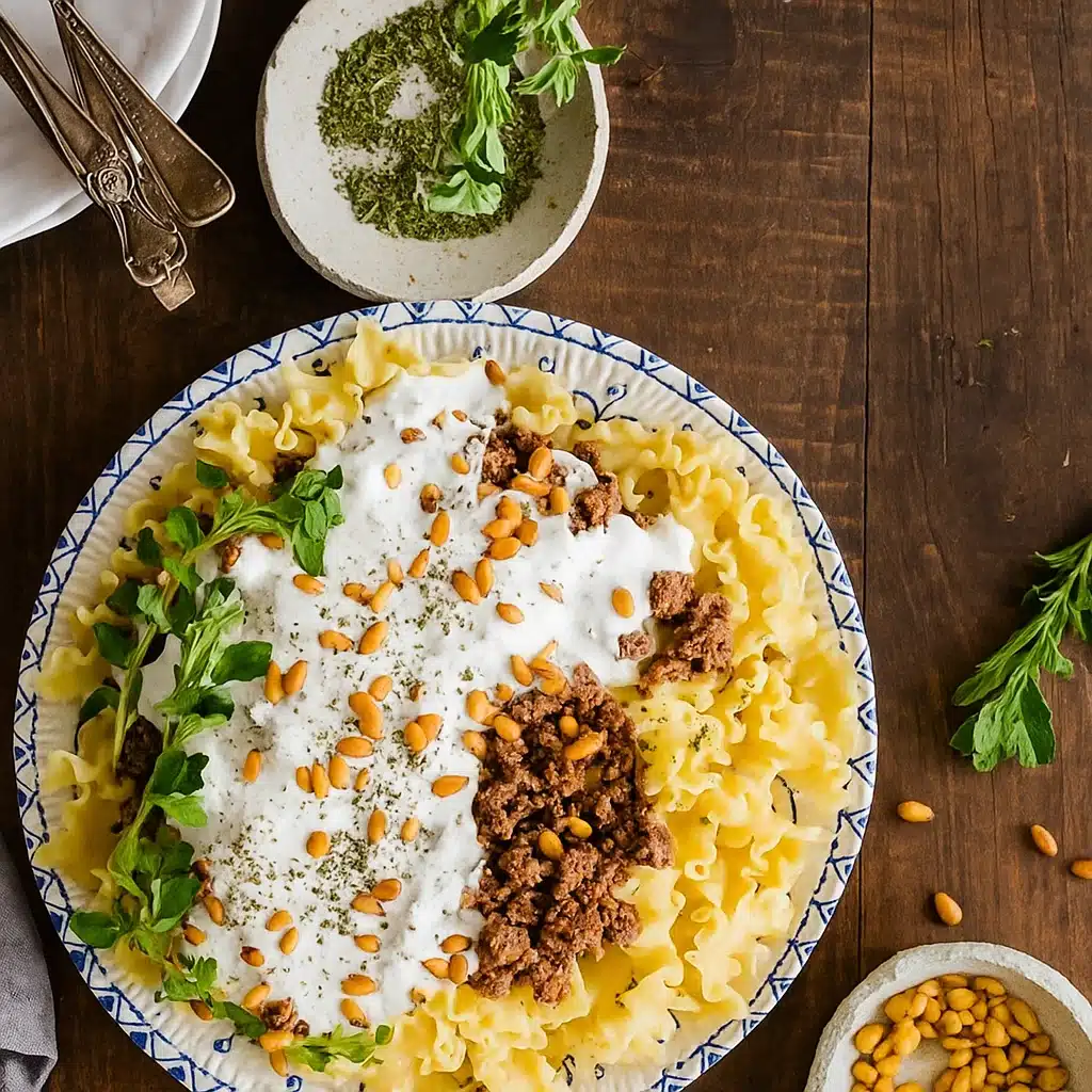 Arabic Pasta with Easy Yogurt Sauce