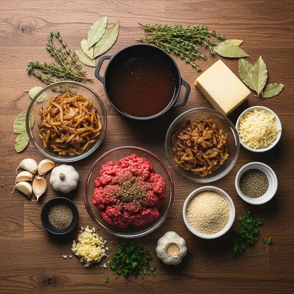 Ingredients for Cheesy French Onion Meatballs recipe