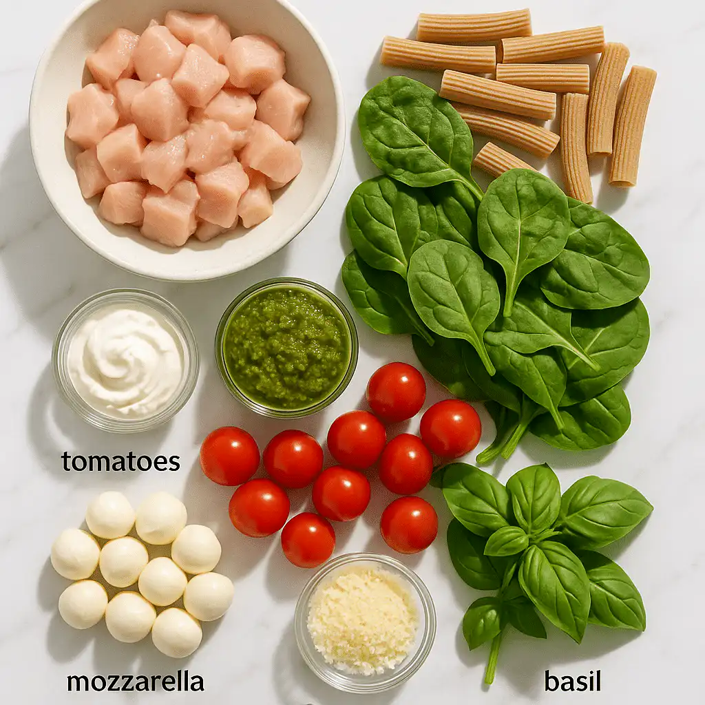 Ingredients for making Chicken Pesto Pasta