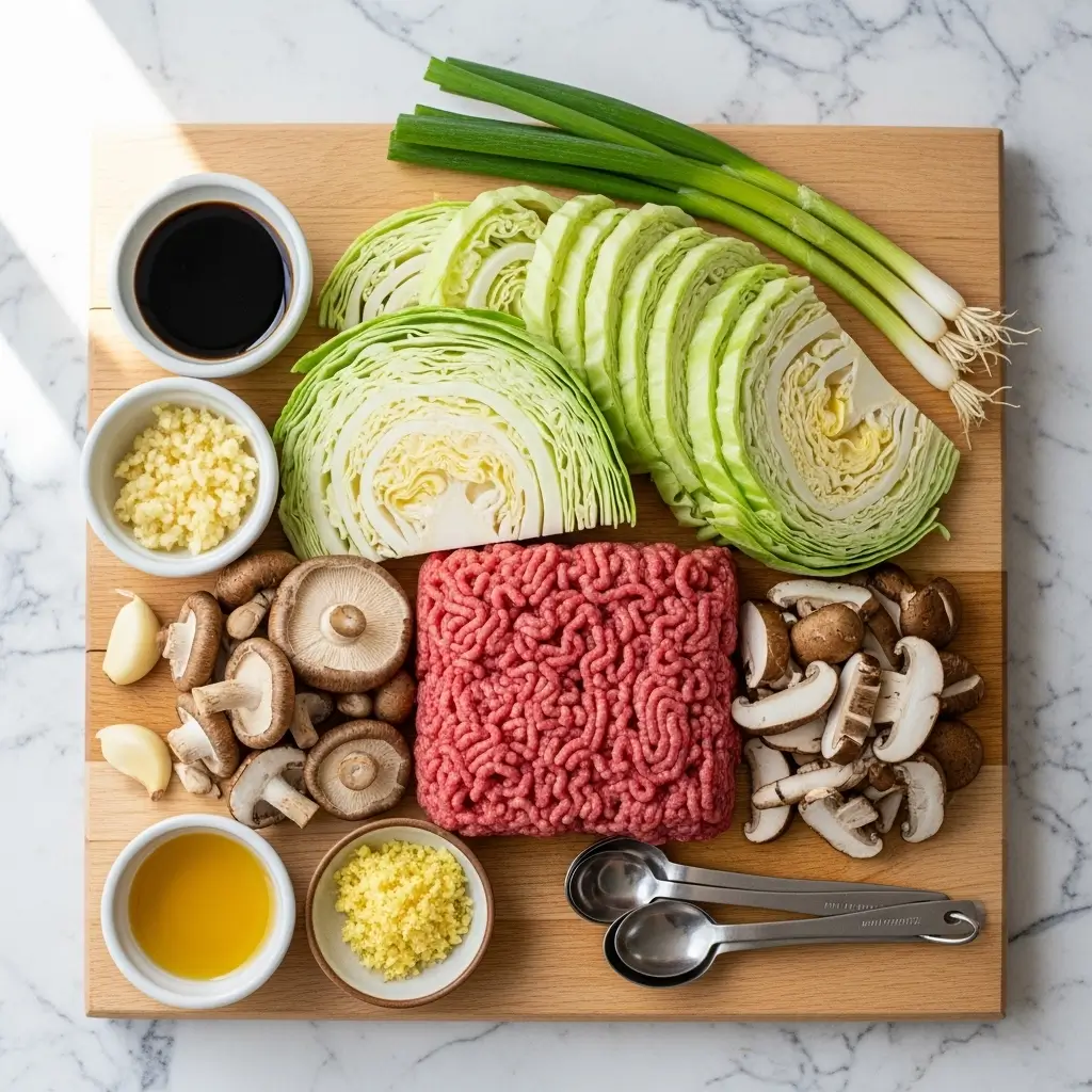 Chinese Ground Beef and Cabbage Stir Fry Ingredients