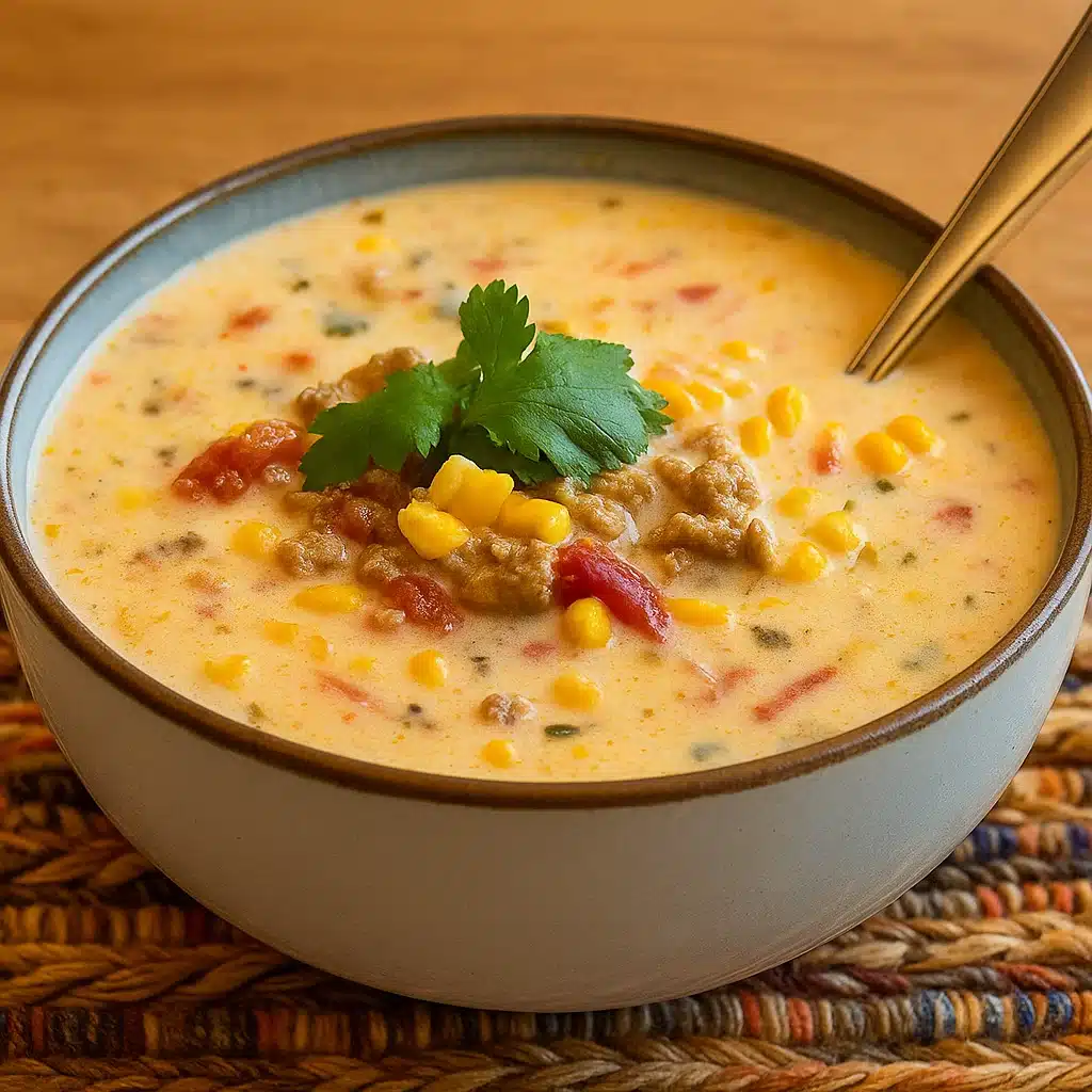 Creamy Cowboy Soup Recipe in rustic bowl