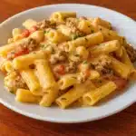creamy rotel pasta with ground beef dinner