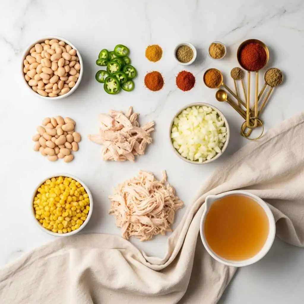 Ingredients for Creamy White Chicken Chili Recipe