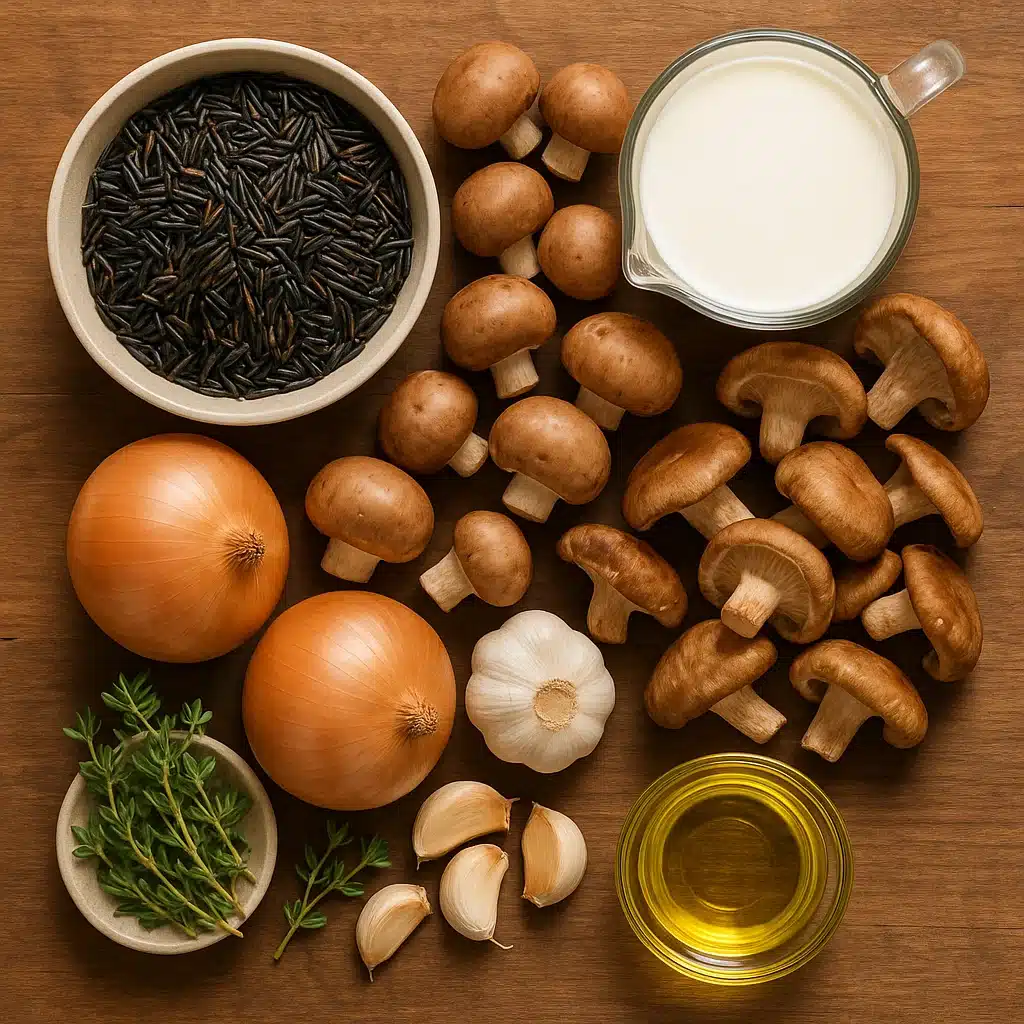 Ingredients for Creamy Wild Rice and Mushroom Soup