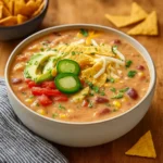 Crockpot Vegetarian Tortilla Soup in a bowl with toppings