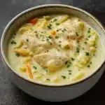 Delicious White Chicken Lasagna Soup served in a bowl