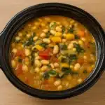 Easy Crockpot Tuscan White Bean Soup with Parmesan