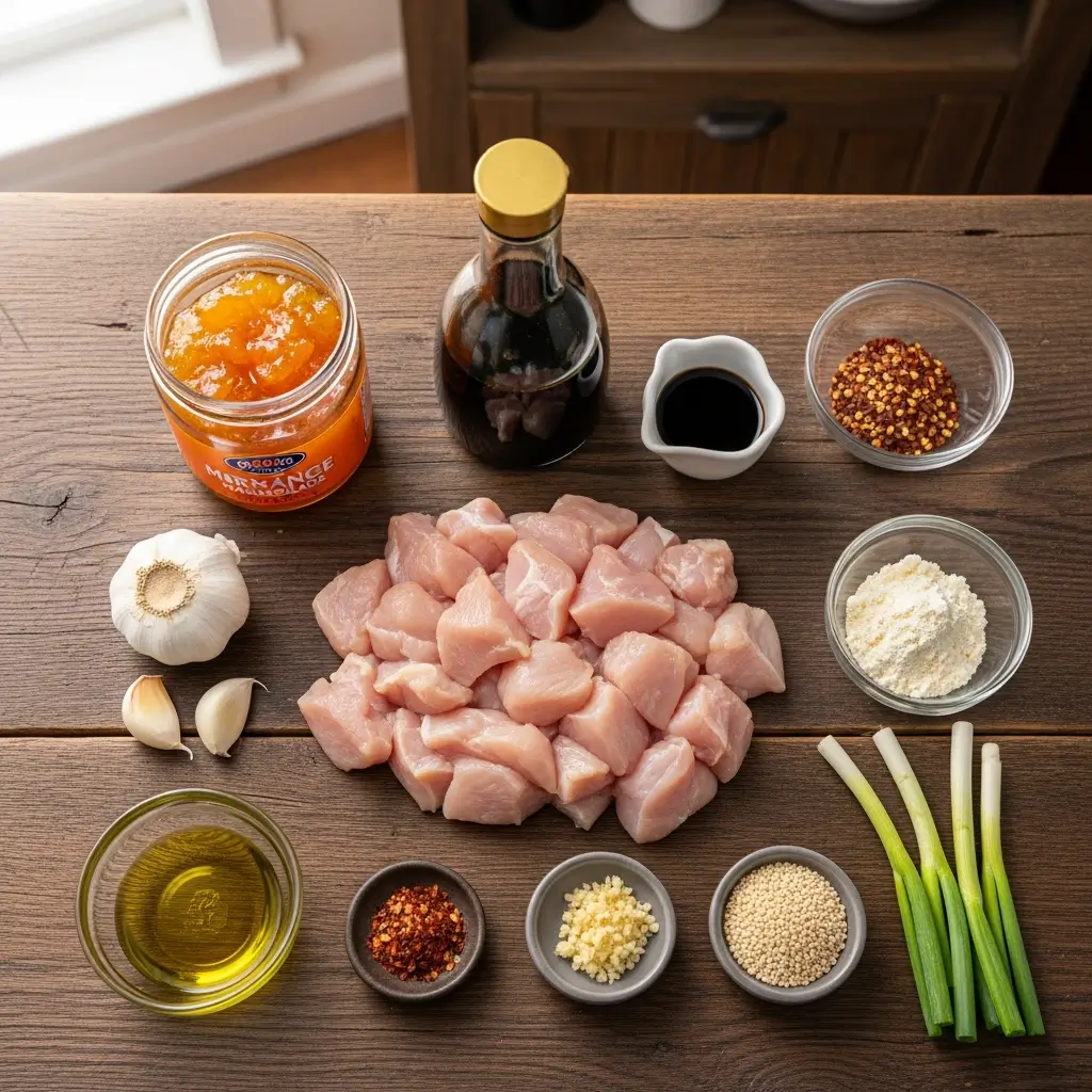 Ingredients for easy slow cooker orange chicken recipe
