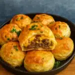 Garlic Parmesan Cheeseburger Bombs fresh out of oven