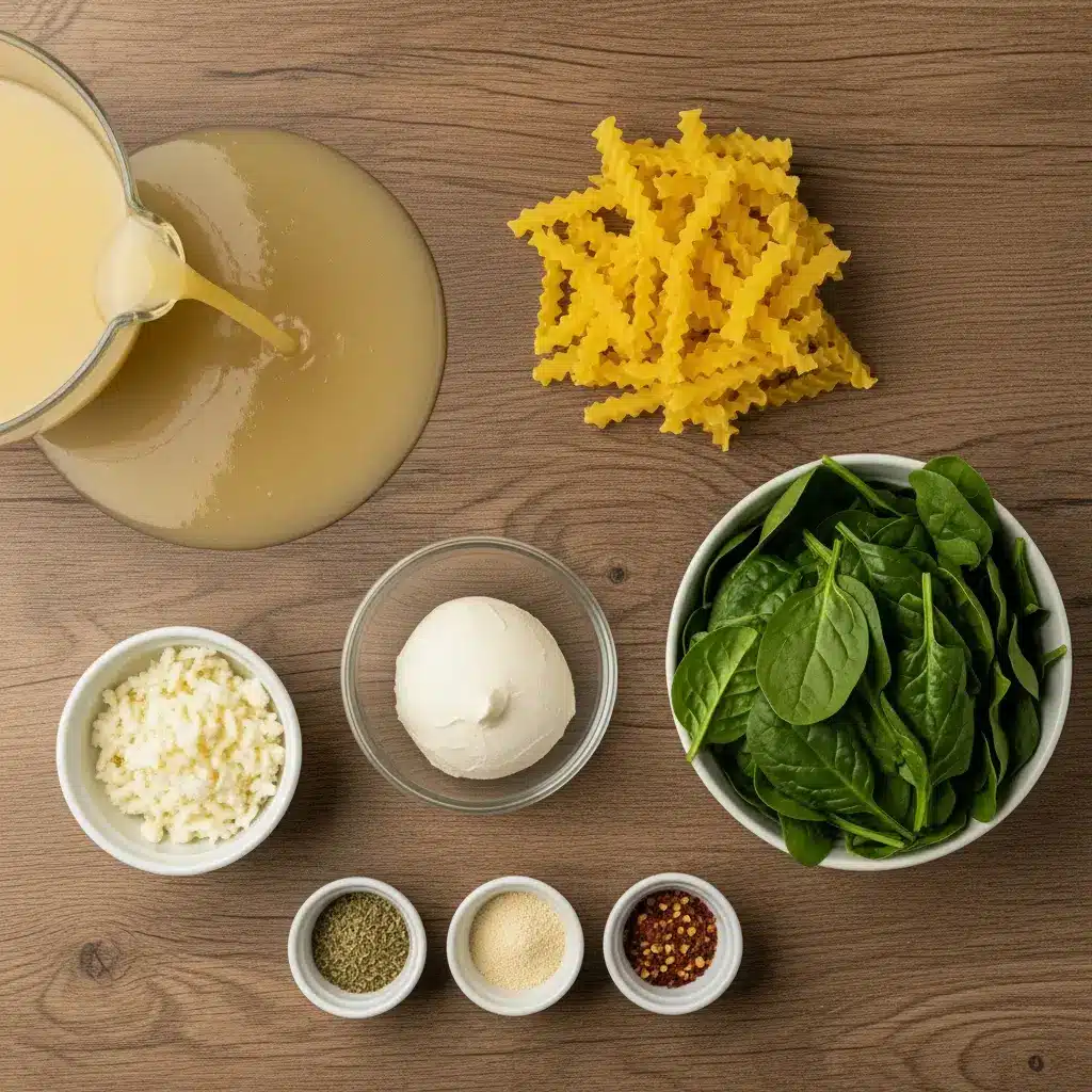 Ingredients for Creamy Alfredo Lasagna Soup