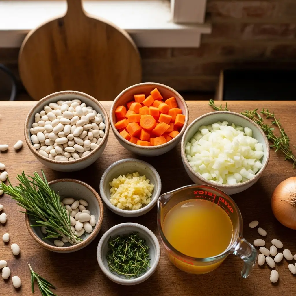 Ingredients for Easy Crockpot Tuscan White Bean Soup