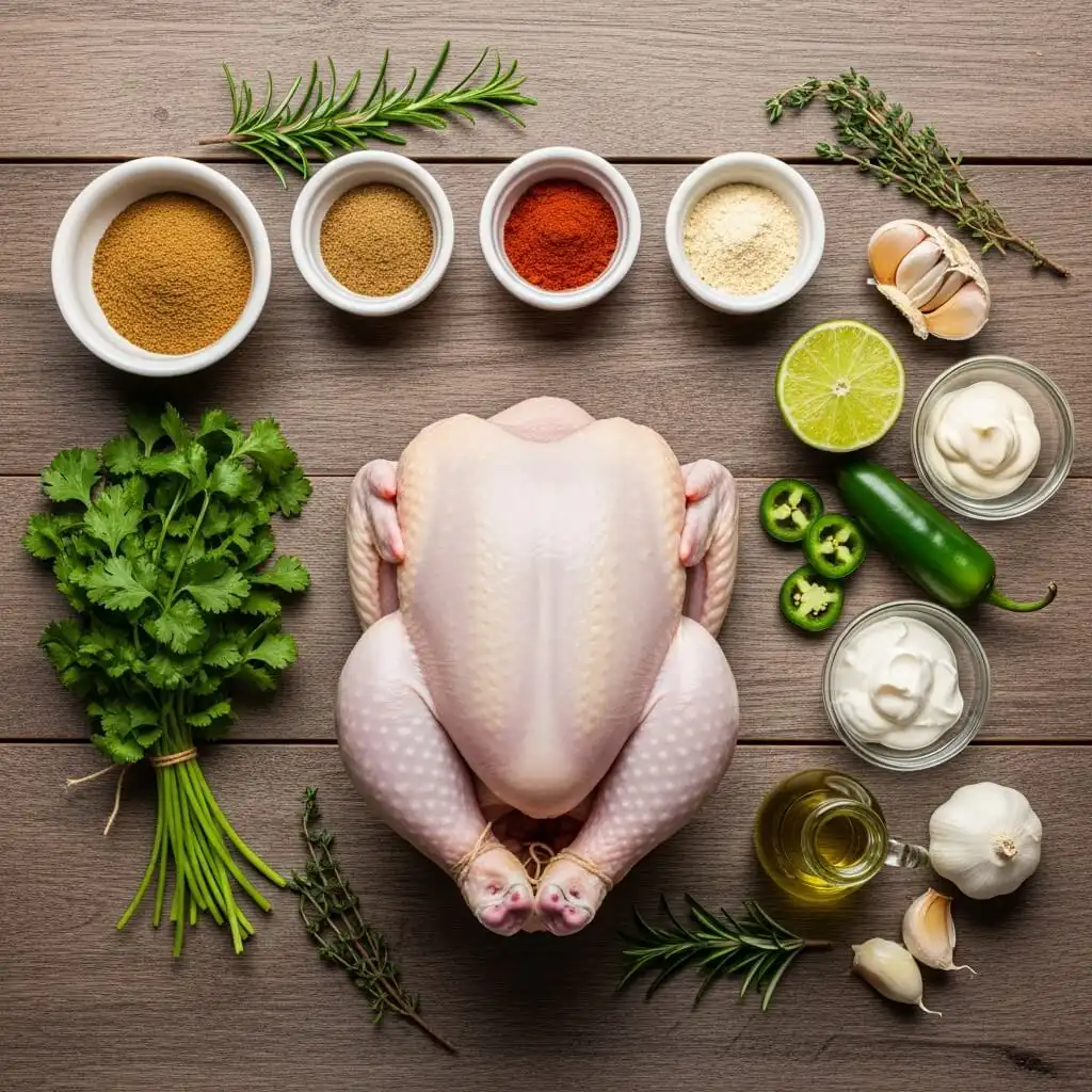 Ingredients for Peruvian Chicken with Creamy Green Sauce