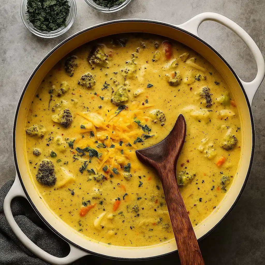 Irresistible One Pot Creamy Vegetable Soup in a rustic bowl