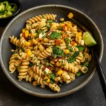 Mexican Street Corn Pasta Salad Recipe served in rustic bowl
