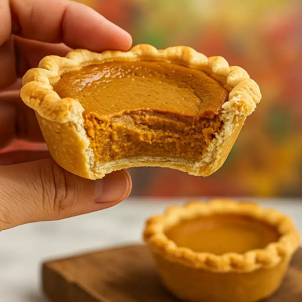 Mini Pumpkin Pies Freshly Baked on Fall Table