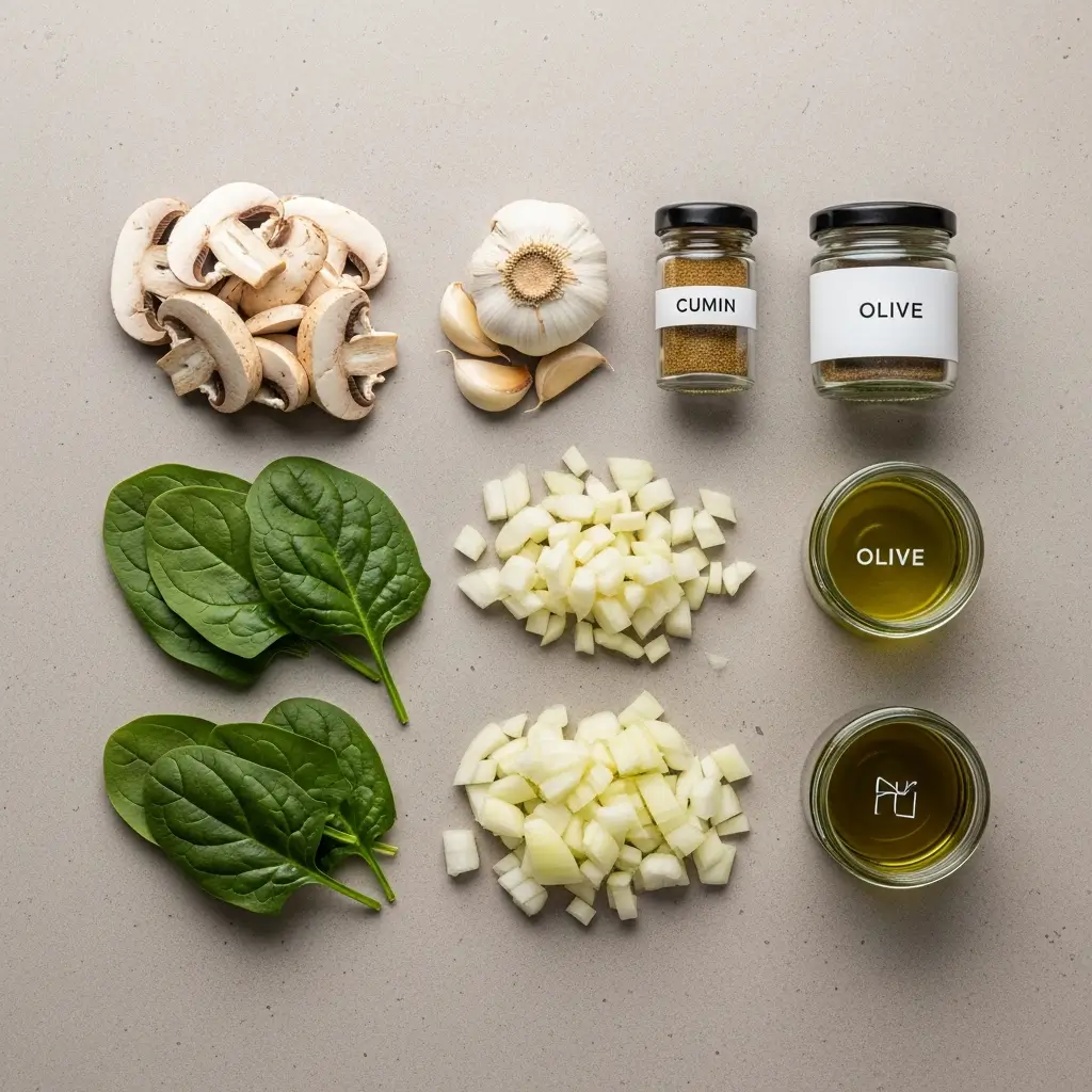Ingredients for Mushroom and Spinach Soup Recipe