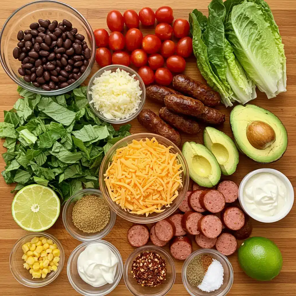 Southwest Salad Ingredients flat lay