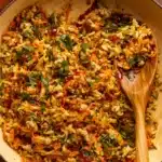 Thai Chicken Cabbage Stir Fry served in a skillet