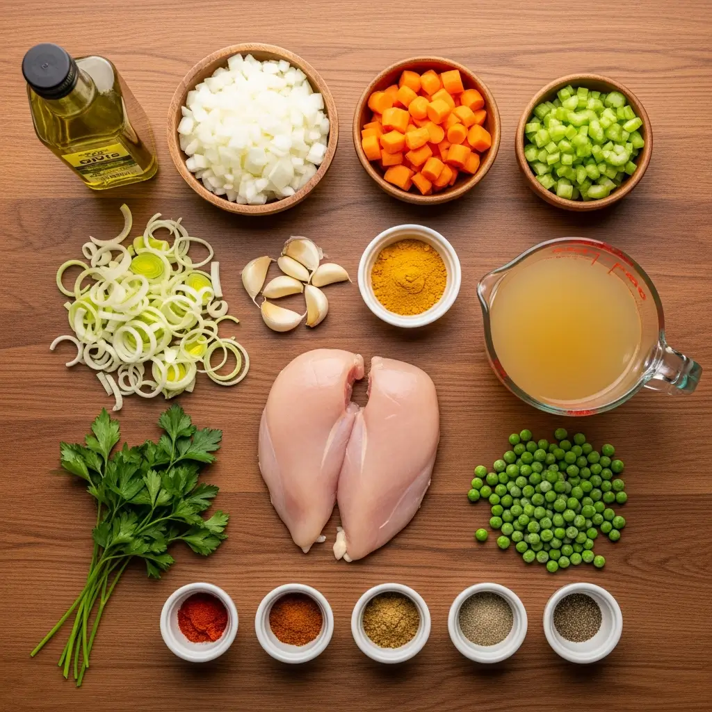 Ingredients for Anti Inflammatory Turmeric Chicken Soup