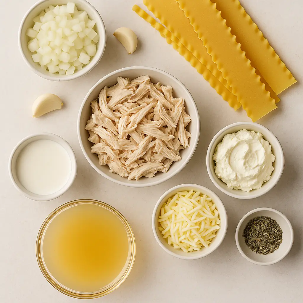 Ingredients for Delicious White Chicken Lasagna Soup