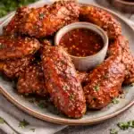 Baked Korean Chicken Wings glazed with gochujang sauce