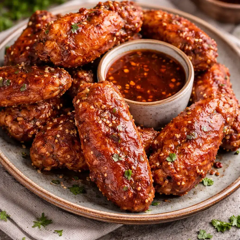 Baked Korean Chicken Wings glazed with gochujang sauce