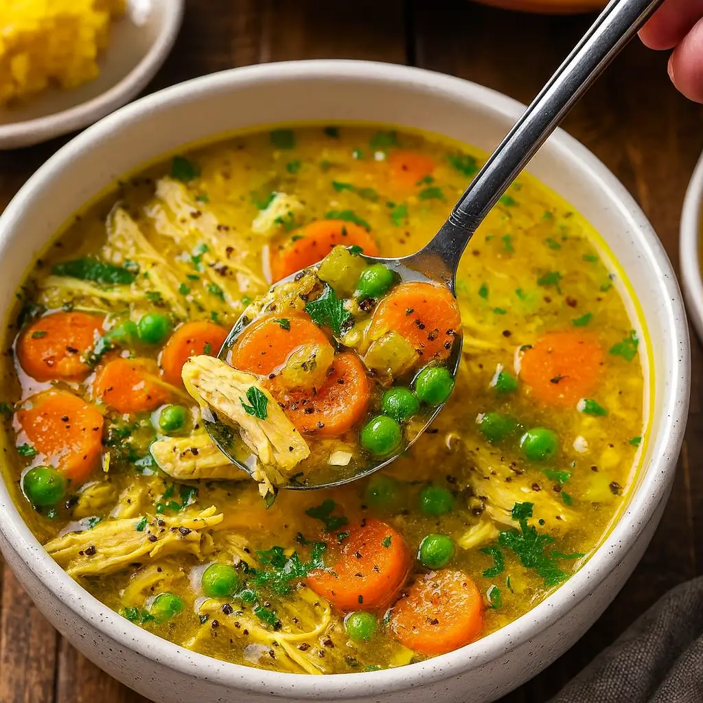 best anti inflammatory turmeric chicken soup served in bowl