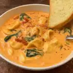 Best Cozy Marry Me Chicken Soup in a bowl on wooden table