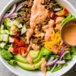 Burger Bowls with Ground Beef and Toppings