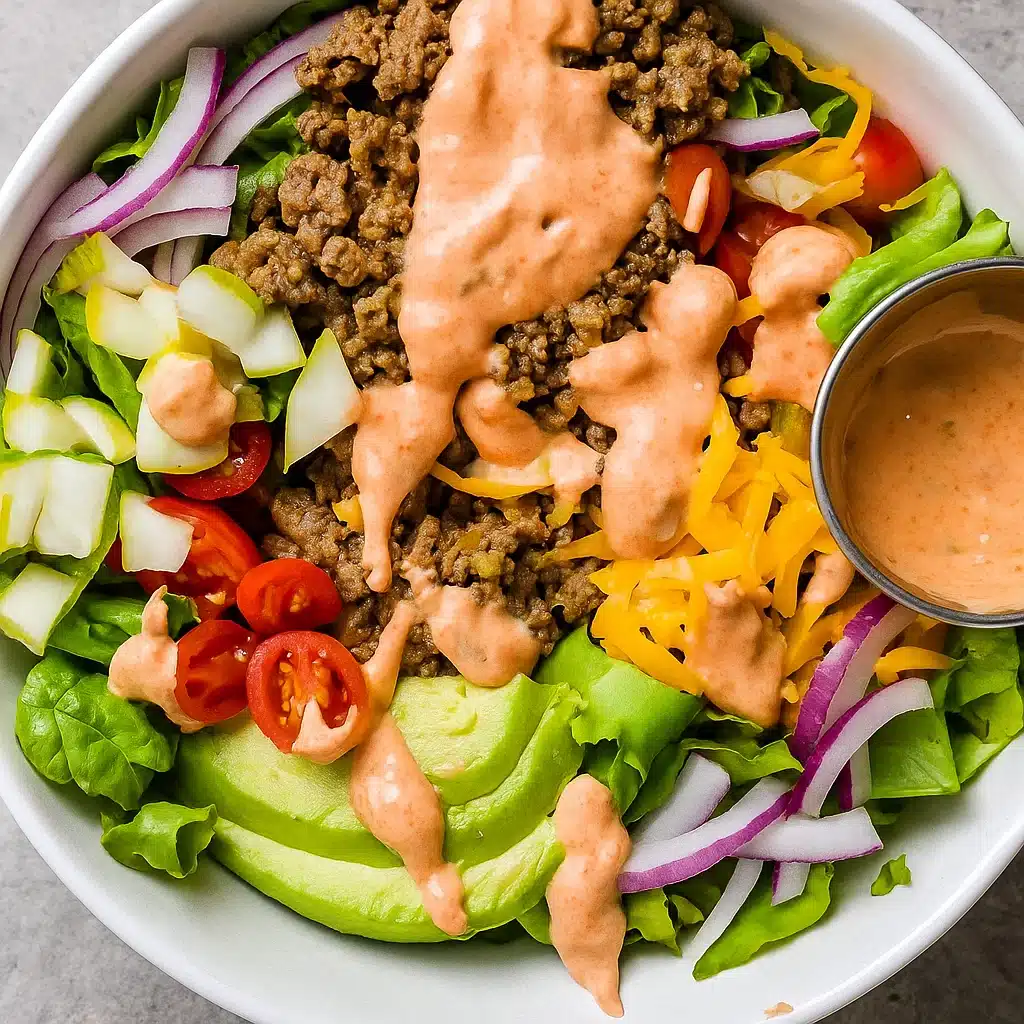 Burger Bowls with Ground Beef and Toppings